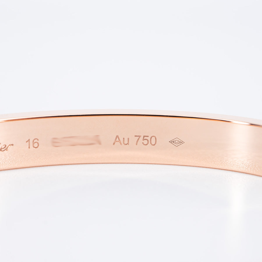 กำไล Cartier Love Bracelet, single-screw closure 18K Rose Gold Size 16# (Used) #vrcan 6885