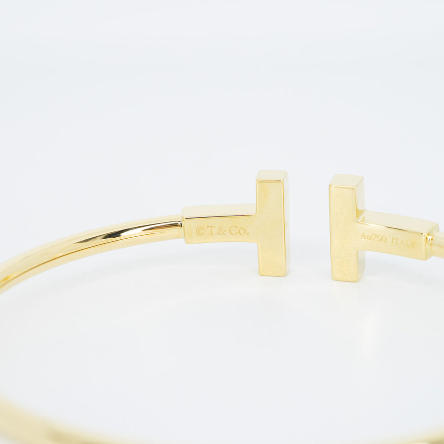 กำไล Tiffany & Co. Tiffany T Wire Bracelet, Mother-of-pearl 18K Yellow Gold Size S# (Used) #vrtib 6872