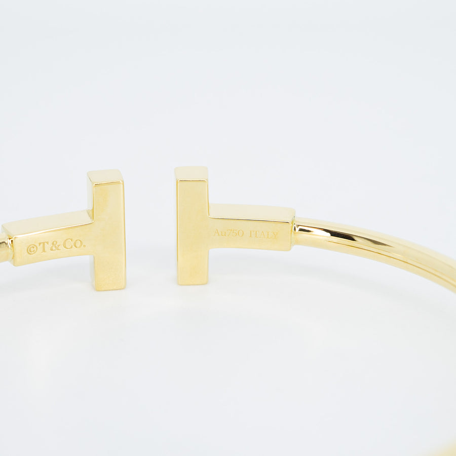 กำไล Tiffany & Co. Tiffany T Wire Bracelet, Mother-of-pearl 18K Yellow Gold Size S# (Used) #vrtib 6872