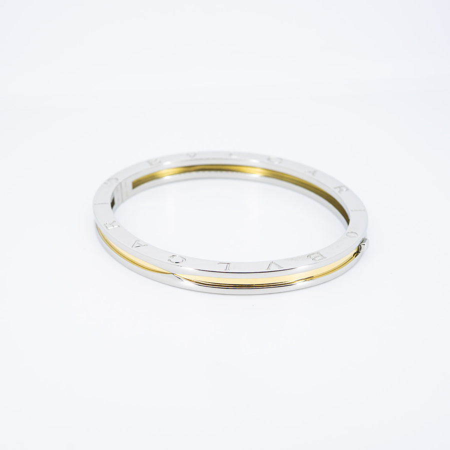 กำไล Bvlgari B.zero1 Bracelet in Stainless Steel and Yellow Gold Size 19# (Used) #vrbvb 6883