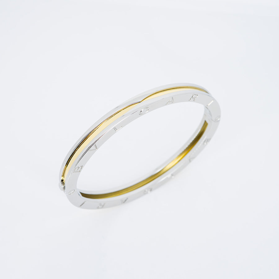 กำไล Bvlgari B.zero1 Bracelet in Stainless Steel and Yellow Gold Size 19# (Used) #vrbvb 6883