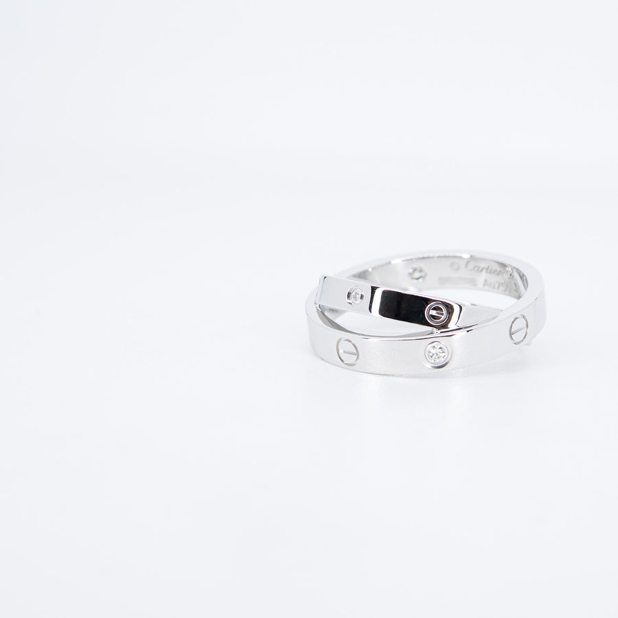 แหวน Cartier Love with 6Diamonds Double Band 18K White Gold Size 52# (Used) #vrca 0814