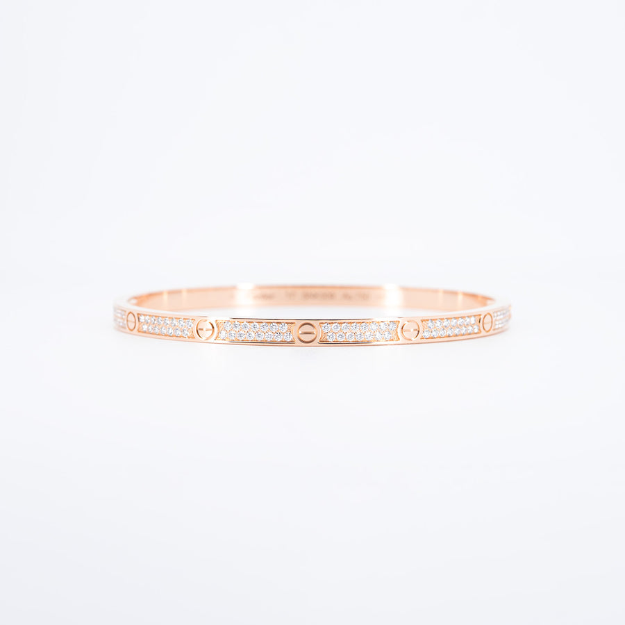 กำไล Cartier Love bracelet, small model, paved 18K Rose Gold Size 17# (Used) #vrcalrfim 6908