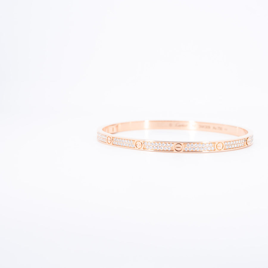 กำไล Cartier Love bracelet, small model, paved 18K Rose Gold Size 17# (Used) #vrcalrfim 6908