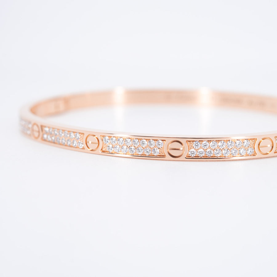 กำไล Cartier Love bracelet, small model, paved 18K Rose Gold Size 17# (Used) #vrcalrfim 6908