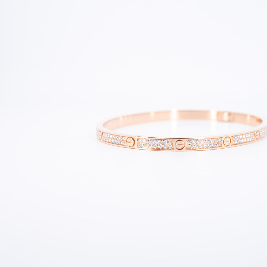 กำไล Cartier Love bracelet, small model, paved 18K Rose Gold Size 17# (Used) #vrcalrfim 6908