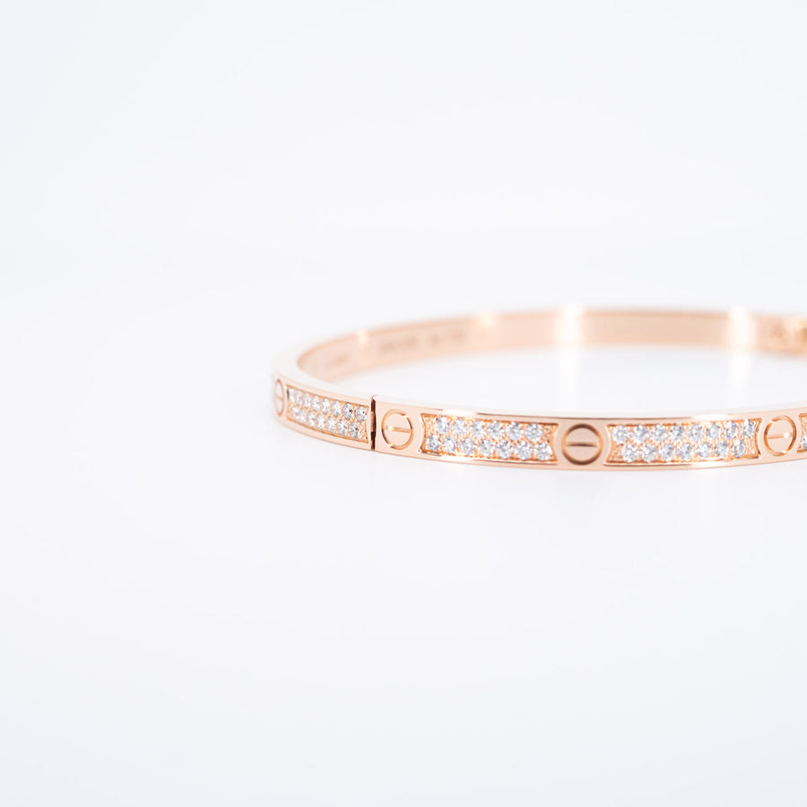 กำไล Cartier Love bracelet, small model, paved 18K Rose Gold Size 17# (Used) #vrcalrfim 6908