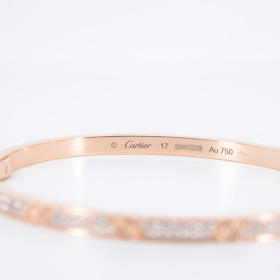 กำไล Cartier Love bracelet, small model, paved 18K Rose Gold Size 17# (Used) #vrcalrfim 6908