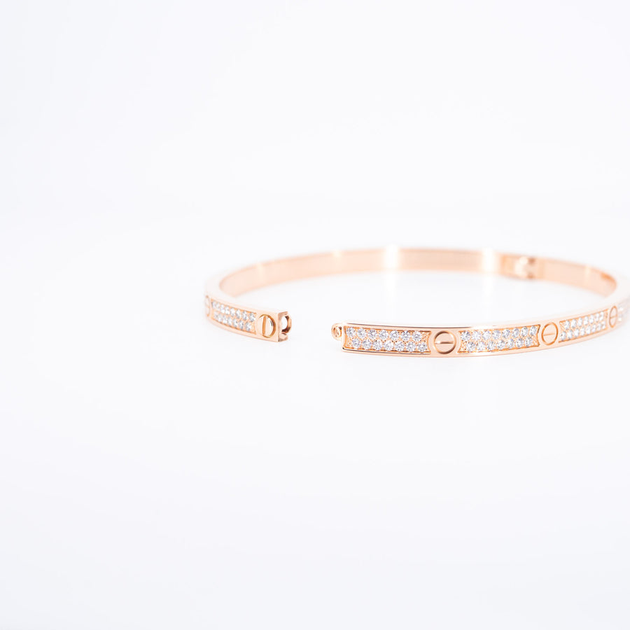 กำไล Cartier Love bracelet, small model, paved 18K Rose Gold Size 17# (Used) #vrcalrfim 6908