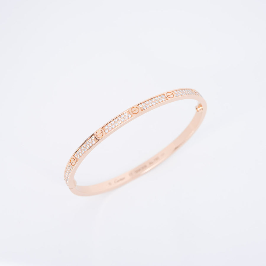 กำไล Cartier Love bracelet, small model, paved 18K Rose Gold Size 17# (Used) #vrcalrfim 6908