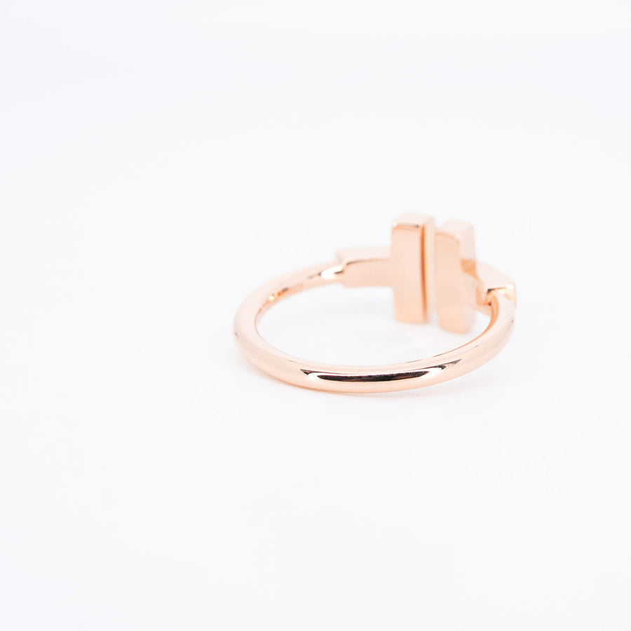 แหวน Tiffany & Co. Tiffany T Black Onyx Wire Ring 18K Rose Gold Size 53# (Used) #vrtirim 6898