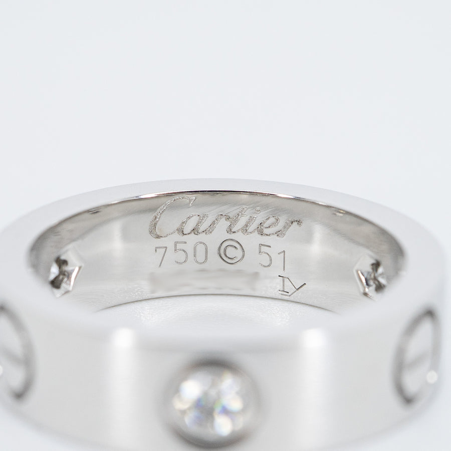 แหวน Cartier Love 3Diamonds Ring 18K White Gold Size 51# (Used) #vrcar 6916