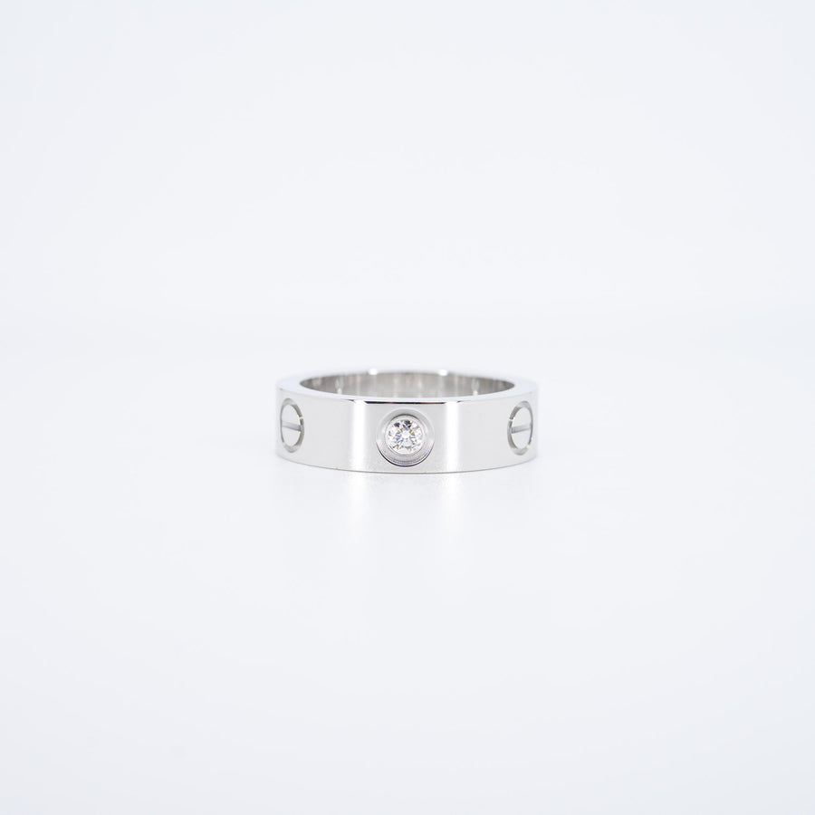 **hold k.b**แหวน Cartier Love 3Diamonds Ring 18K White Gold Size 53# (Used) #vrcarimt 6913