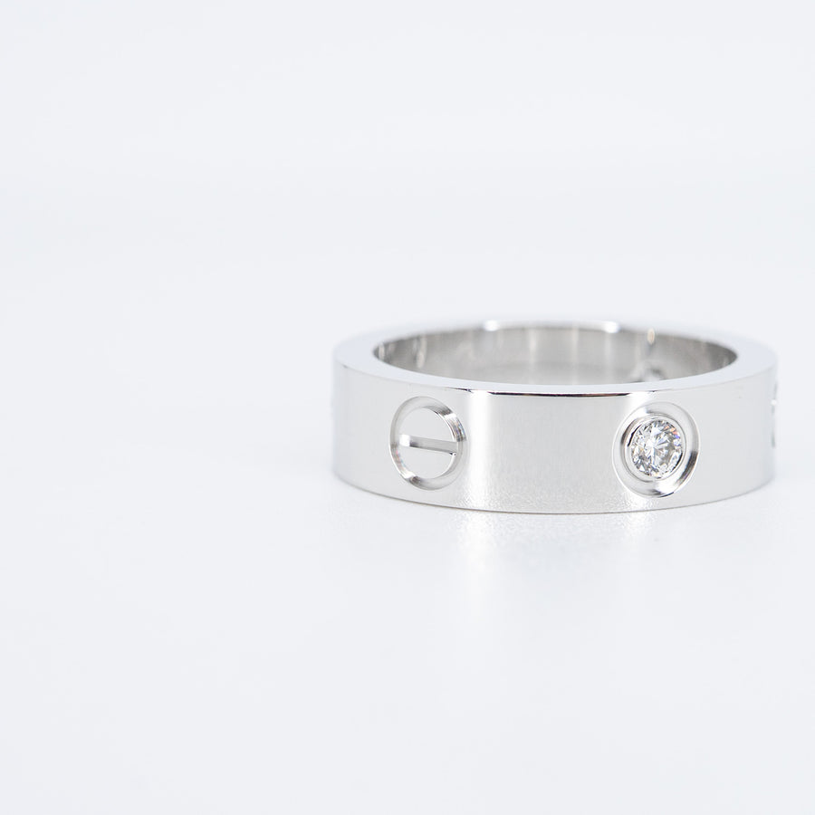 **hold k.b**แหวน Cartier Love 3Diamonds Ring 18K White Gold Size 53# (Used) #vrcarimt 6913