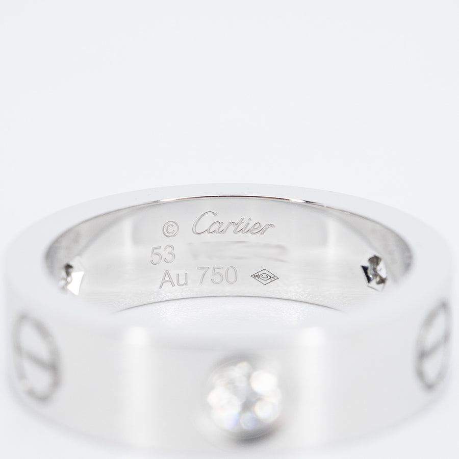 **hold k.b**แหวน Cartier Love 3Diamonds Ring 18K White Gold Size 53# (Used) #vrcarimt 6913