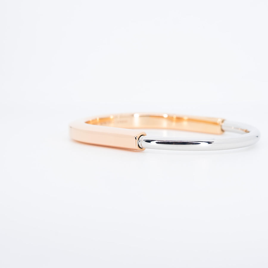 กำไล Tiffany & Co. Tiffany Lock Bangle Rose Gold & White Gold Size SM# (Used) #vrtib 6929