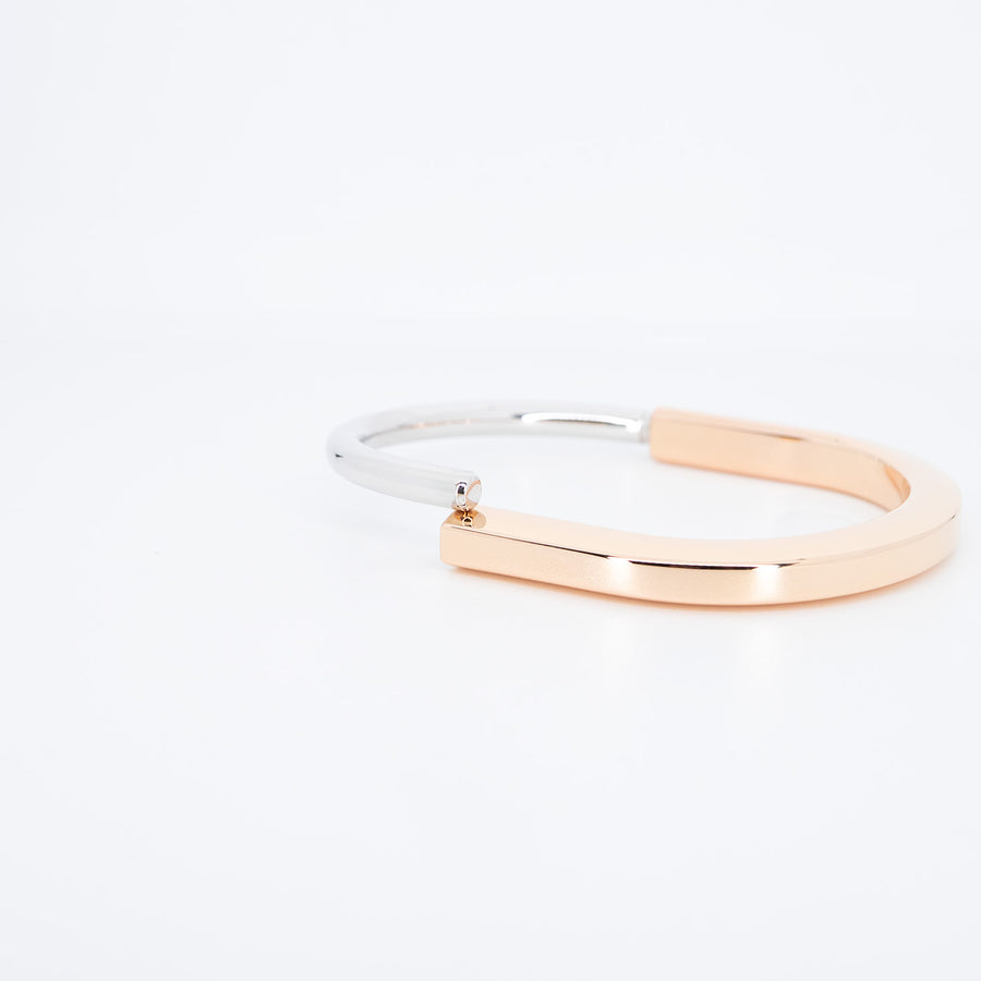 กำไล Tiffany & Co. Tiffany Lock Bangle Rose Gold & White Gold Size SM# (Used) #vrtib 6929