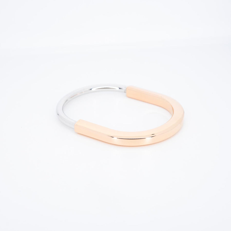 กำไล Tiffany & Co. Tiffany Lock Bangle Rose Gold & White Gold Size SM# (Used) #vrtib 6929