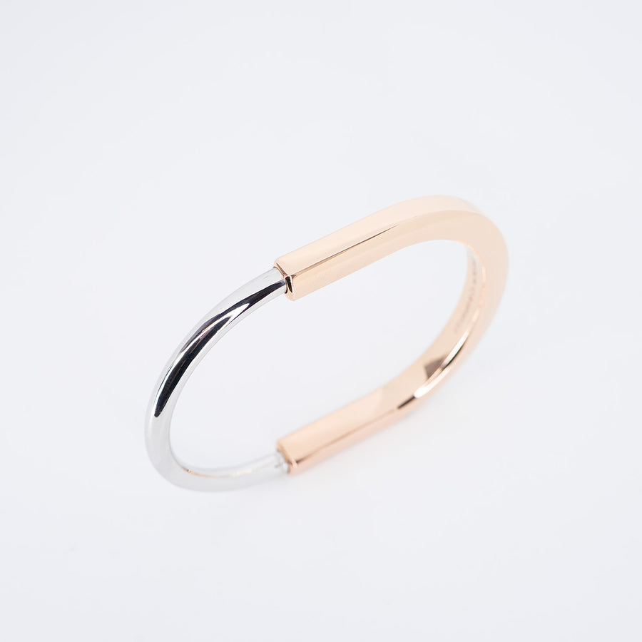 กำไล Tiffany & Co. Tiffany Lock Bangle Rose Gold & White Gold Size SM# (Used) #vrtib 6929