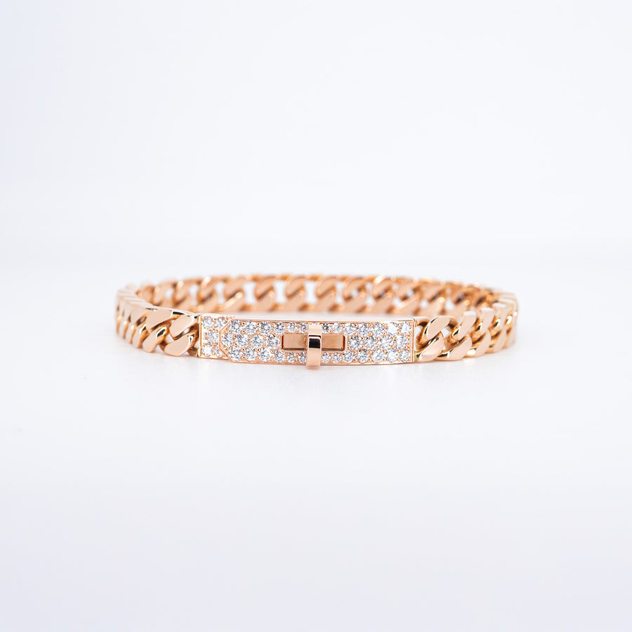 สร้อยข้อมือ Hermes Kelly bracelet Gourmette, very small model 18K Rose Gold Size ST# (Used) #vrhe 0819