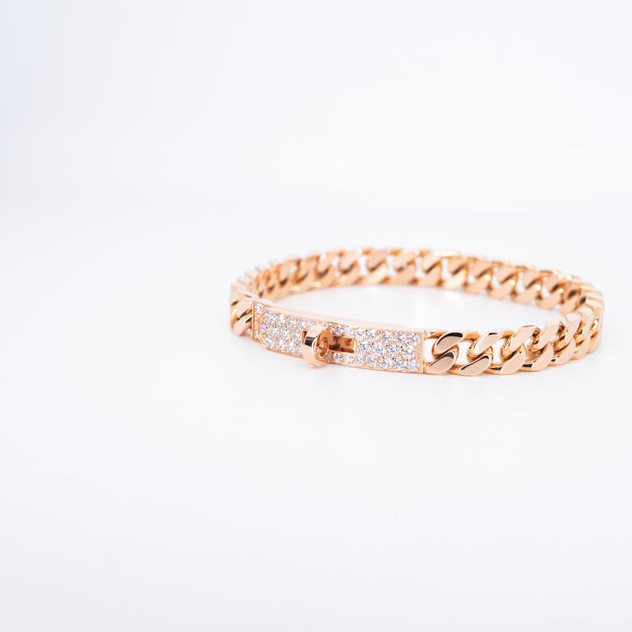 สร้อยข้อมือ Hermes Kelly bracelet Gourmette, very small model 18K Rose Gold Size ST# (Used) #vrhe 0819