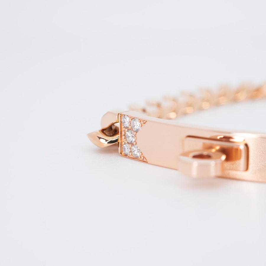 สร้อยข้อมือ Hermes Kelly bracelet Gourmette, very small model 18K Rose Gold Size ST# (Used) #vrhe 0819