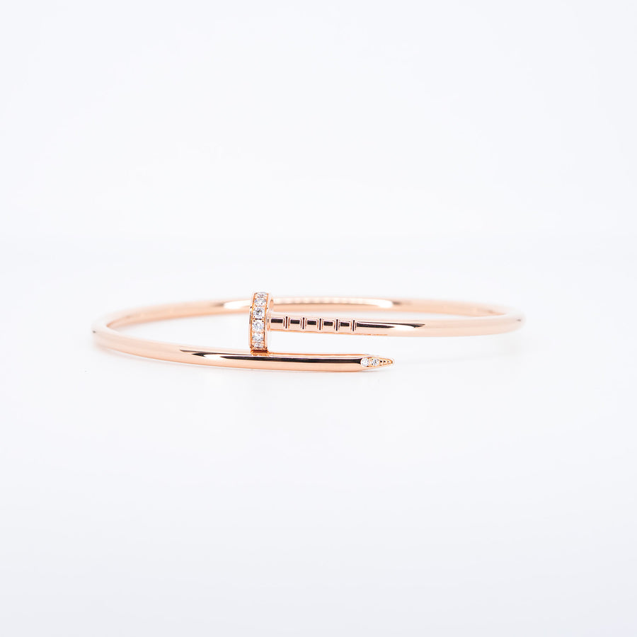 กำไล Cartier Juste Un Clou Bracelet with Diamonds 18K Rose Gold Size 16# (Used) #vrcab 6923