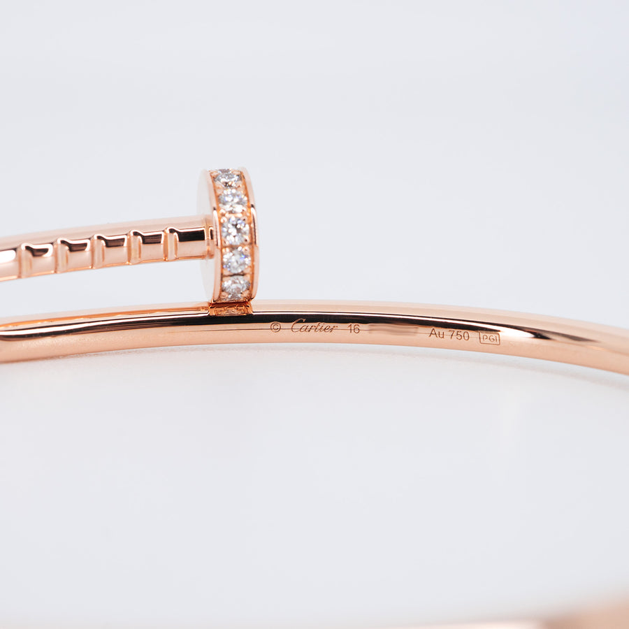 กำไล Cartier Juste Un Clou Bracelet with Diamonds 18K Rose Gold Size 16# (Used) #vrcab 6923