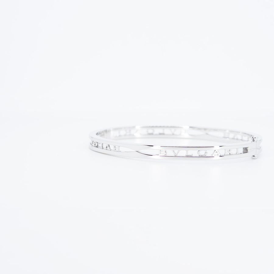 กำไล Bvlgari B.zero1 Bracelet with openwork logo spiral 18K White Gold Size M# (Used) #vrbvbimt 6931