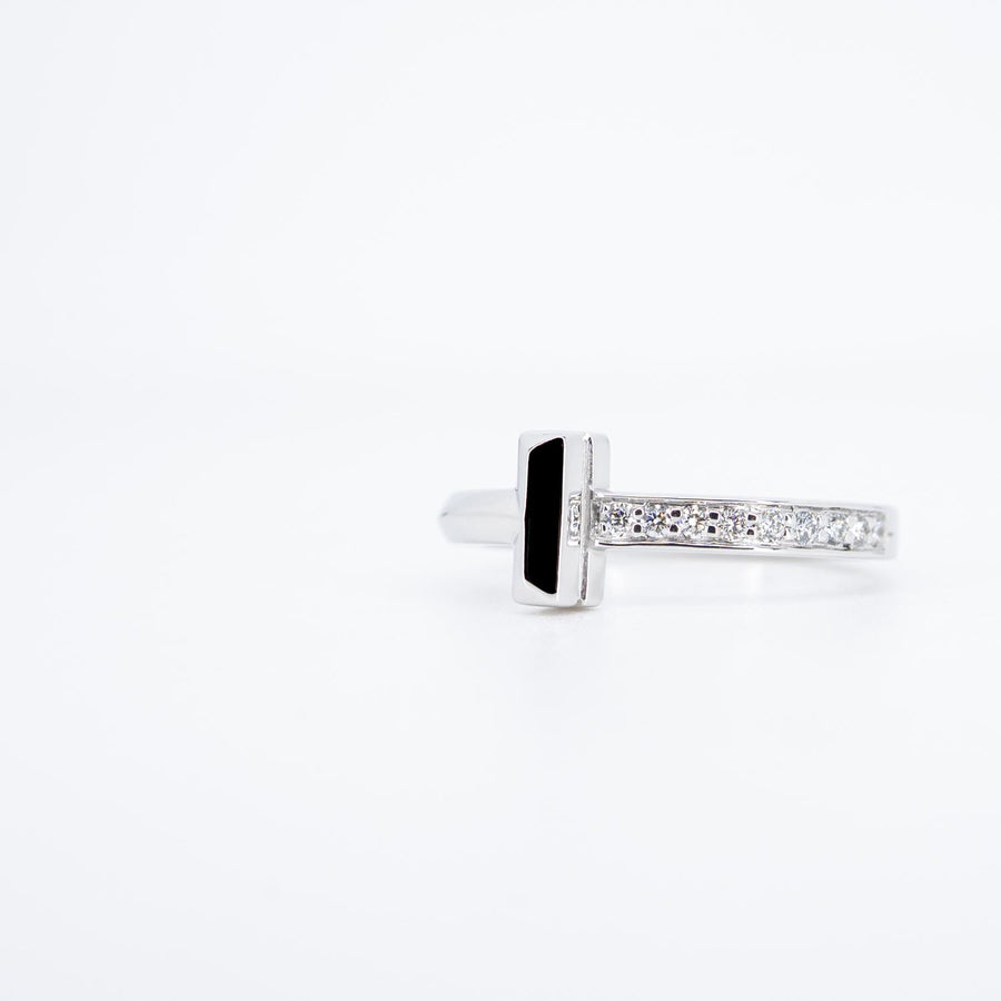 แหวน Tiffany & Co. Tiffany T T1 Ring with Diamonds 2.5 mm wide 18K White Gold Size 48# (Used) #vrti 0821