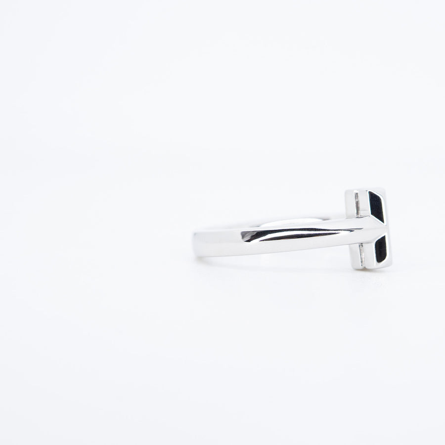 แหวน Tiffany & Co. Tiffany T T1 Ring with Diamonds 2.5 mm wide 18K White Gold Size 48# (Used) #vrti 0821