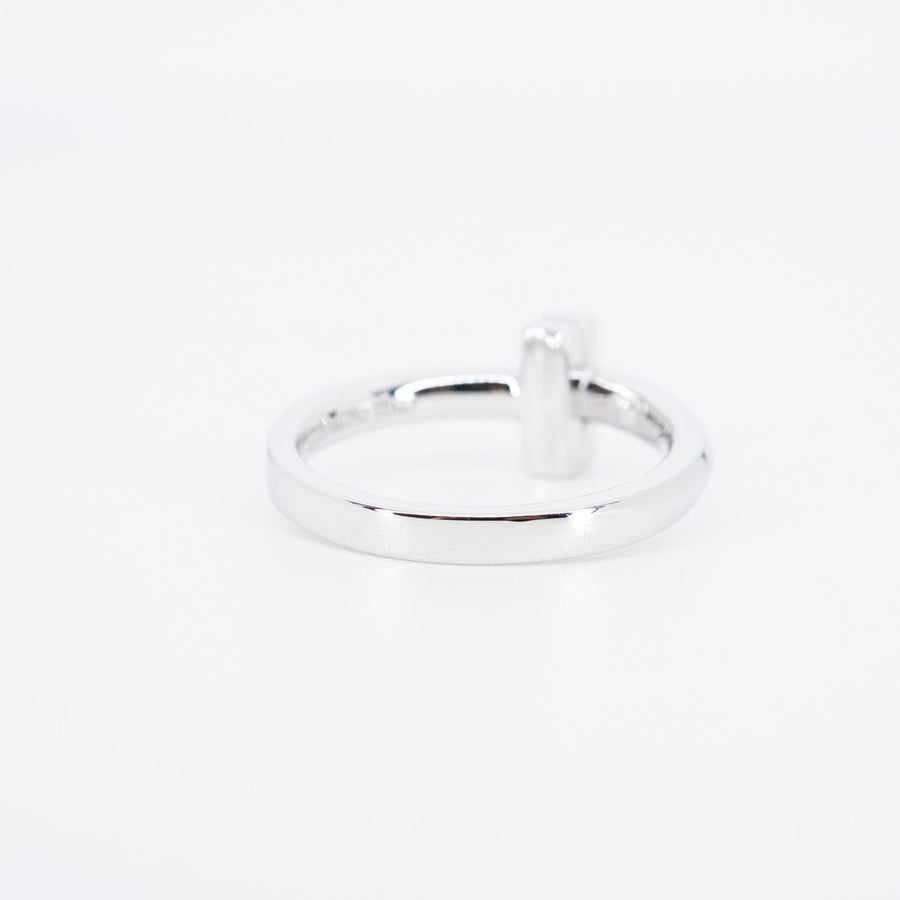 แหวน Tiffany & Co. Tiffany T T1 Ring with Diamonds 2.5 mm wide 18K White Gold Size 48# (Used) #vrti 0821