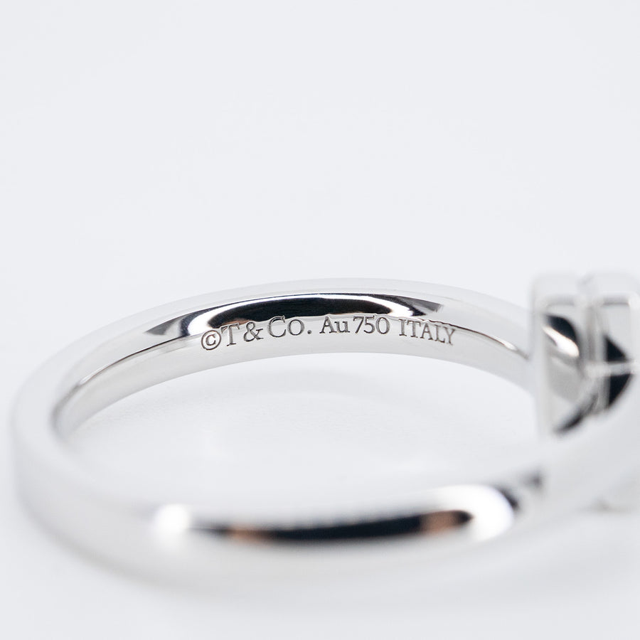 แหวน Tiffany & Co. Tiffany T T1 Ring with Diamonds 2.5 mm wide 18K White Gold Size 48# (Used) #vrti 0821