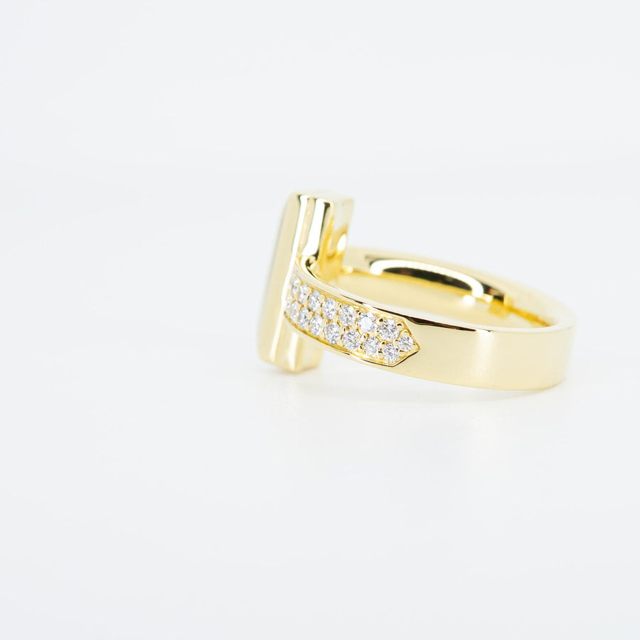 แหวน Tiffany & Co. Tiffany T T1 Ring with Diamonds 4.5 mm wide 18K Yellow Gold Size 55# (Used) #vrti 0822