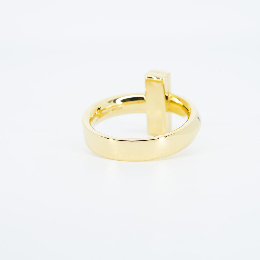 แหวน Tiffany & Co. Tiffany T T1 Ring with Diamonds 4.5 mm wide 18K Yellow Gold Size 55# (Used) #vrti 0822