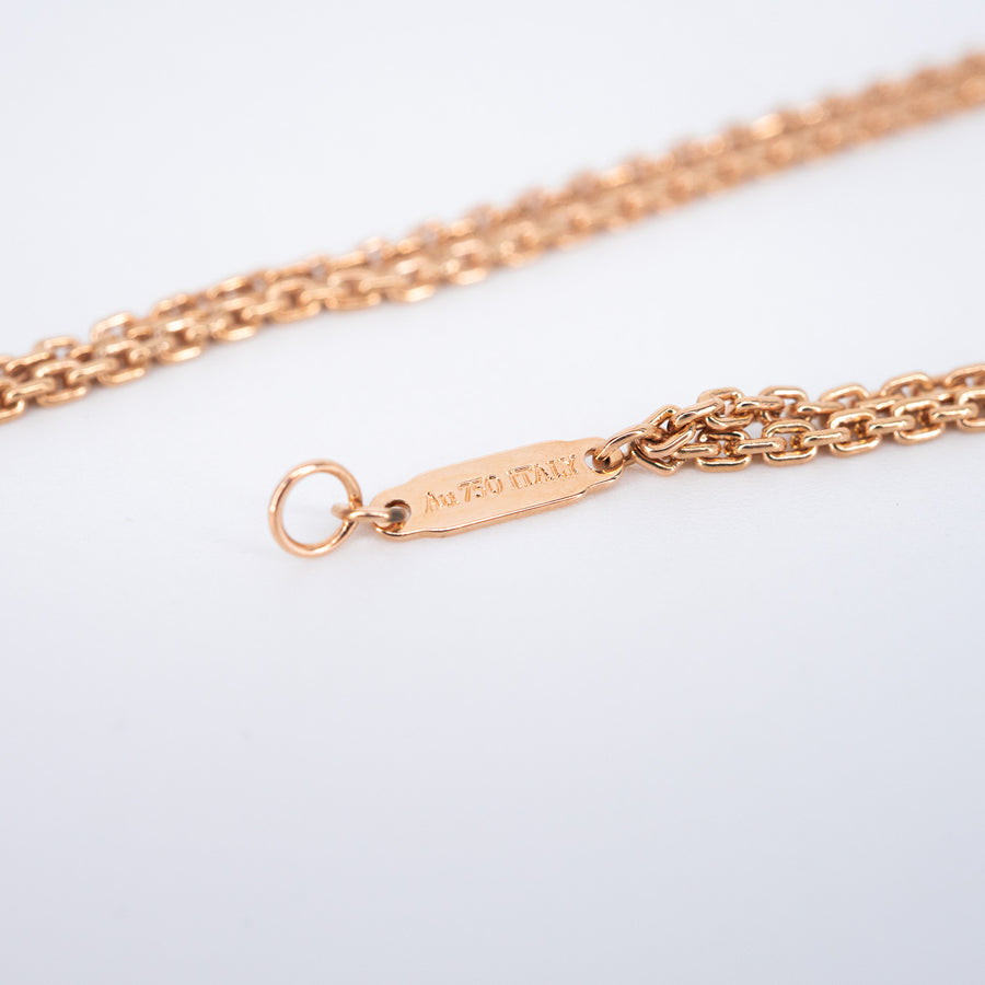 สร้อยและจี้ Tiffany & Co. Tiffany HardWear Large Double Link Pendant with Pave Diamonds 18K Rose Gold Size 40cm.# (Used) #vrti 0827