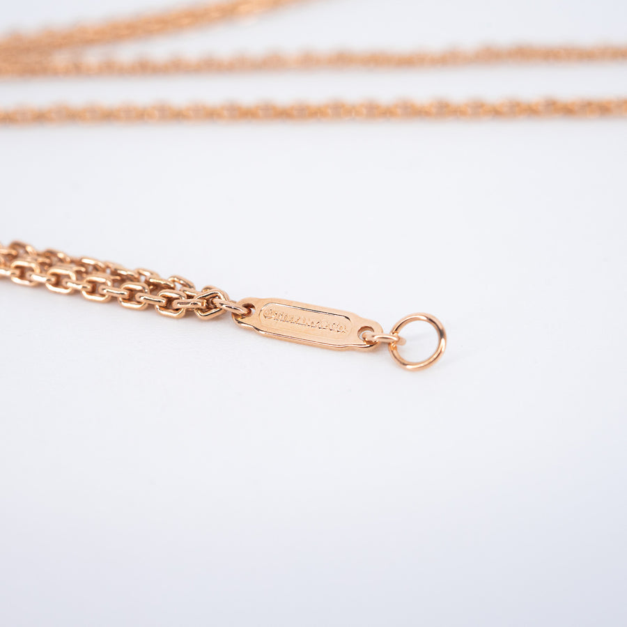 สร้อยและจี้ Tiffany & Co. Tiffany HardWear Large Double Link Pendant with Pave Diamonds 18K Rose Gold Size 40cm.# (Used) #vrti 0827