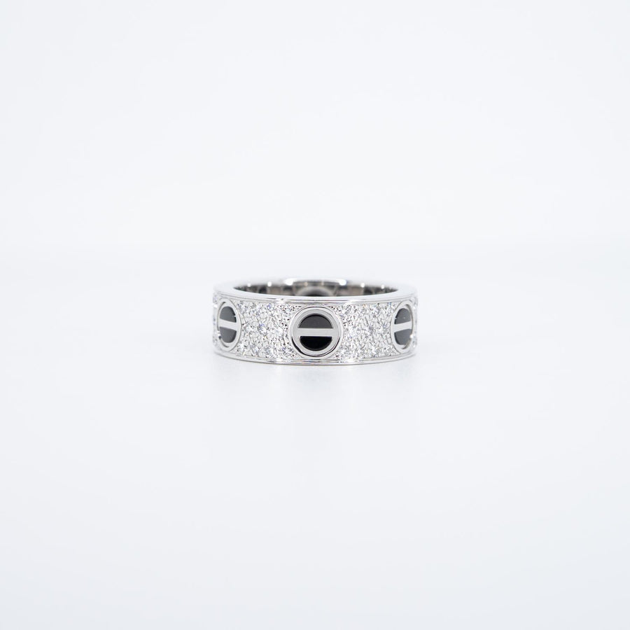 แหวน Cartier Love Ring, Diamond-Paved, Ceramic 18K White Gold Size 50# (Used) #vrcalrfim 6330