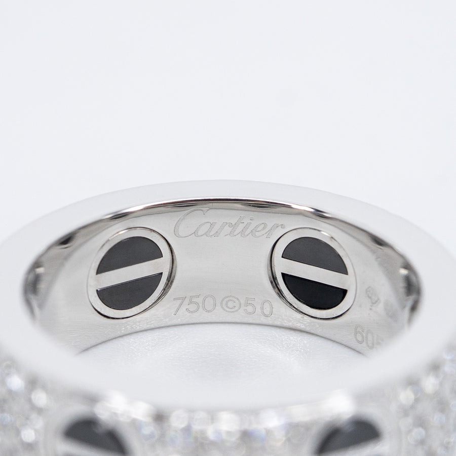 แหวน Cartier Love Ring, Diamond-Paved, Ceramic 18K White Gold Size 50# (Used) #vrcalrfim 6330