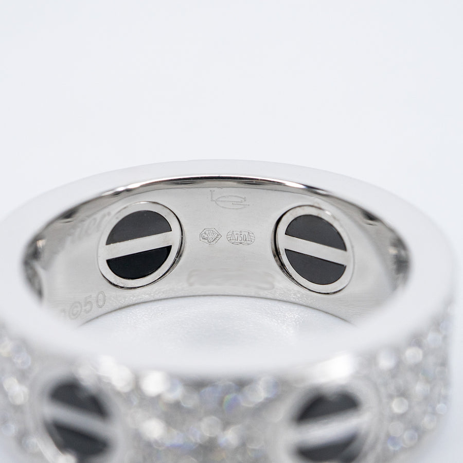 แหวน Cartier Love Ring, Diamond-Paved, Ceramic 18K White Gold Size 50# (Used) #vrcalrfim 6330