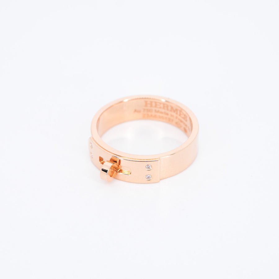 แหวน Hermes Kelly Ring, small model with diamonds 18K Rose Gold Size 52# (Used) #vrhe 0832