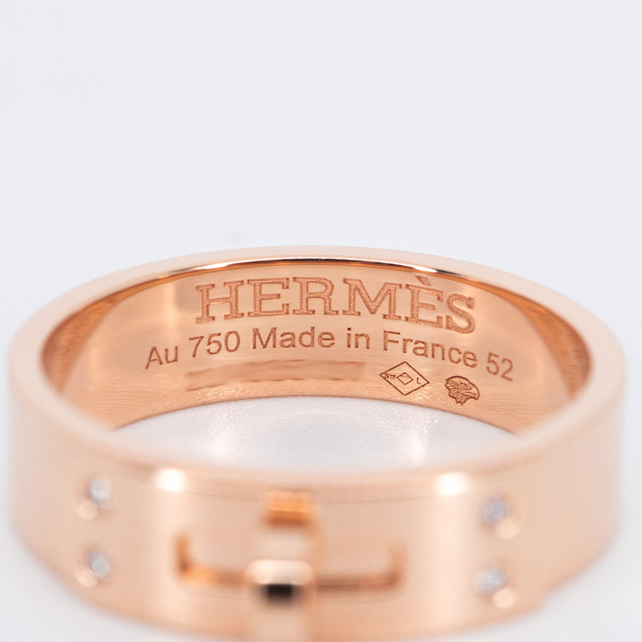 แหวน Hermes Kelly Ring, small model with diamonds 18K Rose Gold Size 52# (Used) #vrhe 0832