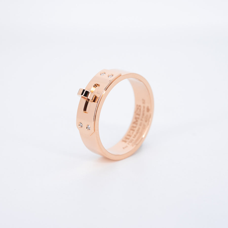 แหวน Hermes Kelly Ring, small model with diamonds 18K Rose Gold Size 52# (Used) #vrhe 0832