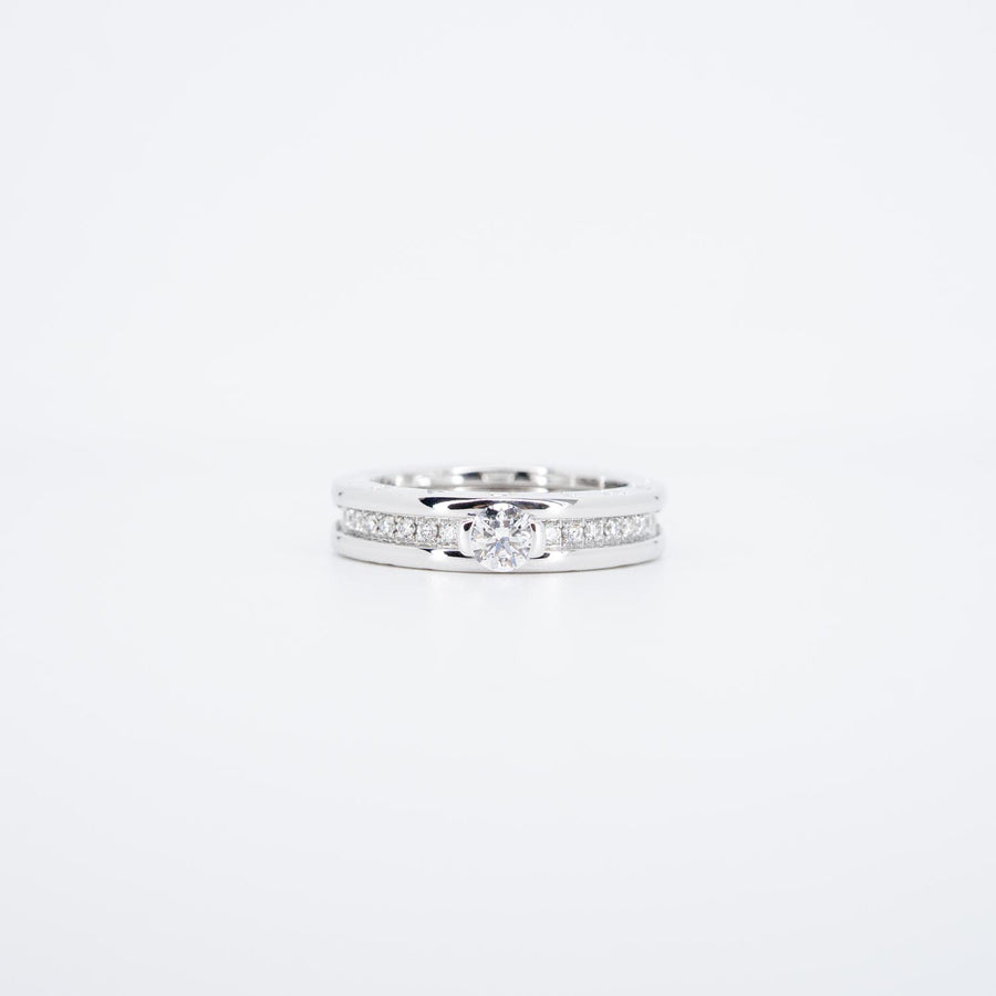 แหวน Bvlgari B.zero1 1band Solitaire Ring with Pave Diamonds 18K White Gold Size 55# (Used) #vrbvrim 6966