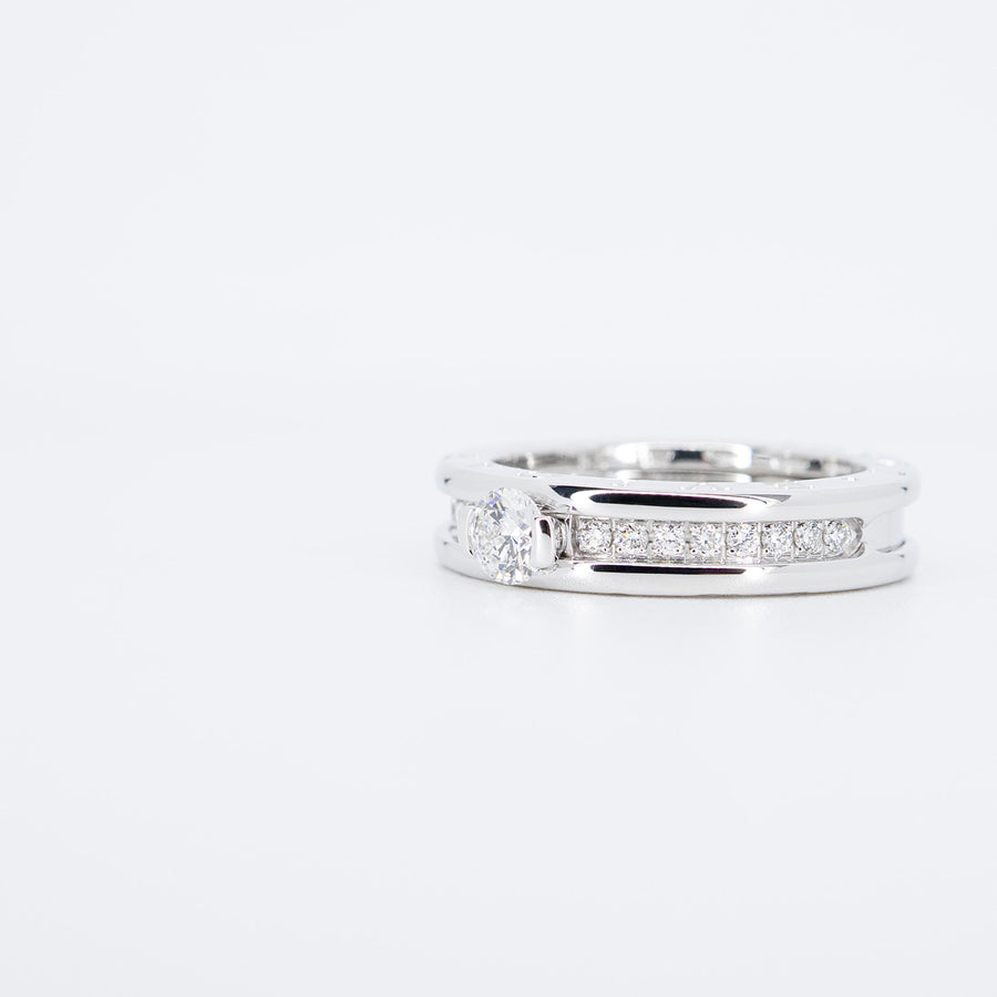 แหวน Bvlgari B.zero1 1band Solitaire Ring with Pave Diamonds 18K White Gold Size 55# (Used) #vrbvrim 6966