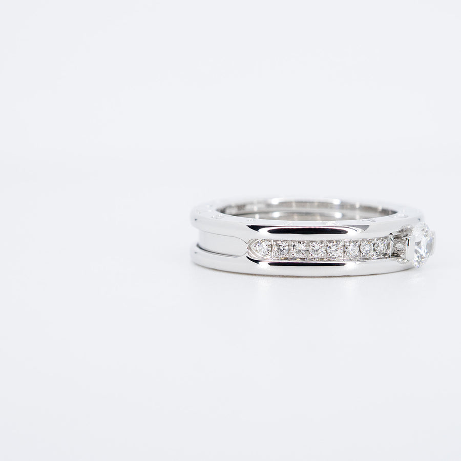 แหวน Bvlgari B.zero1 1band Solitaire Ring with Pave Diamonds 18K White Gold Size 55# (Used) #vrbvrim 6966