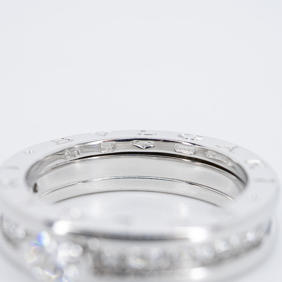 แหวน Bvlgari B.zero1 1band Solitaire Ring with Pave Diamonds 18K White Gold Size 55# (Used) #vrbvrim 6966