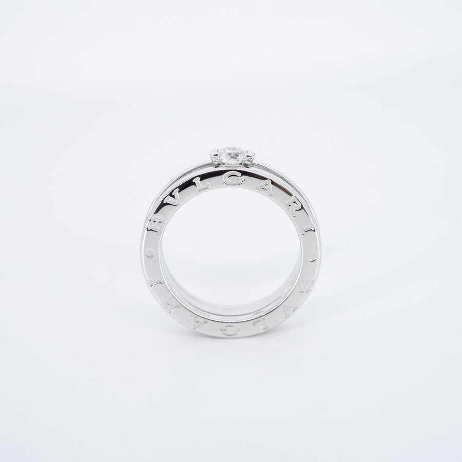 แหวน Bvlgari B.zero1 1band Solitaire Ring with Pave Diamonds 18K White Gold Size 55# (Used) #vrbvrim 6966