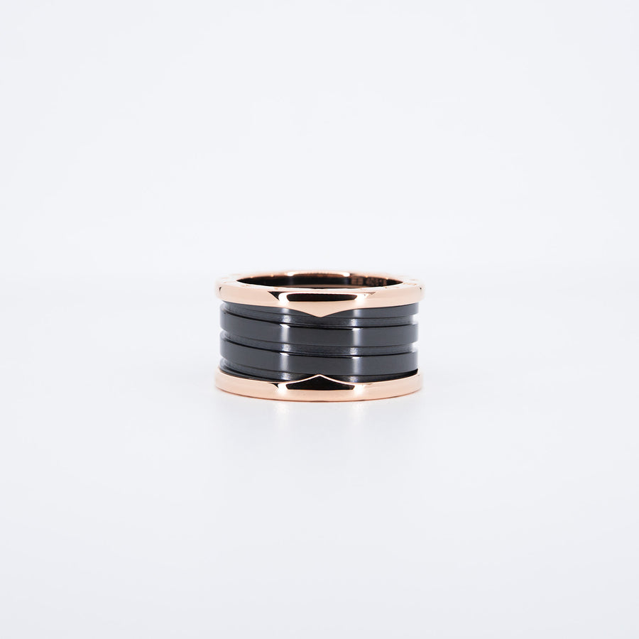 แหวน Bvlgari B.zero1 4band Black Ceramic Ring 18K Rose Gold Size 58# (Used) #vrbvrim 6965