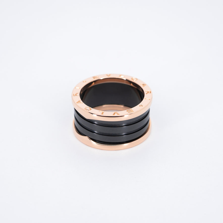 แหวน Bvlgari B.zero1 4band Black Ceramic Ring 18K Rose Gold Size 58# (Used) #vrbvrim 6965
